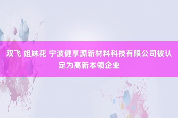 双飞 姐妹花 宁波健享源新材料科技有限公司被认定为高新本领企业
