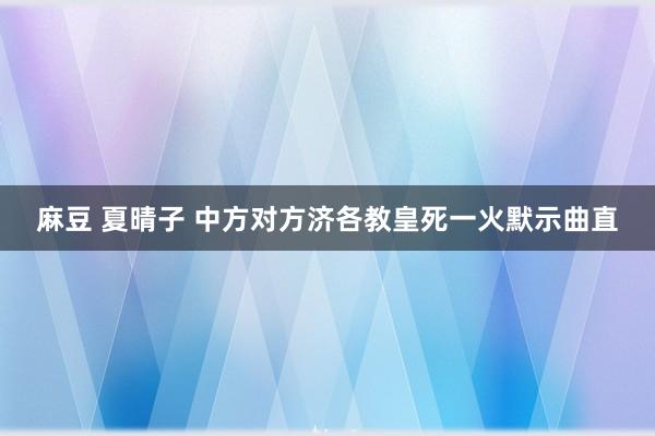 麻豆 夏晴子 中方对方济各教皇死一火默示曲直